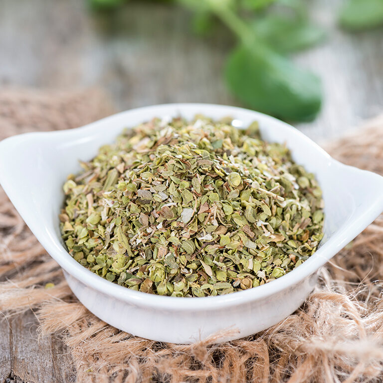 Heap of Shredded Oregano (high resolution close-up shot)